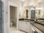 The vanity and sink in the master bathroom.